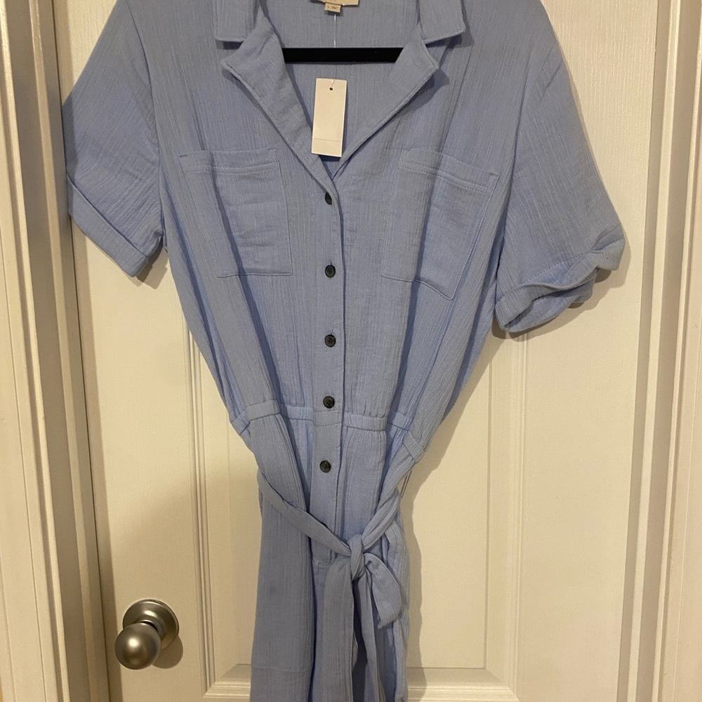 LOFT Soft Blue Collared Top